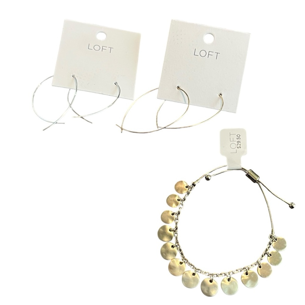 NWT LOFT Bundle 2 Pairs of Earrings and Adjustable Bracelet